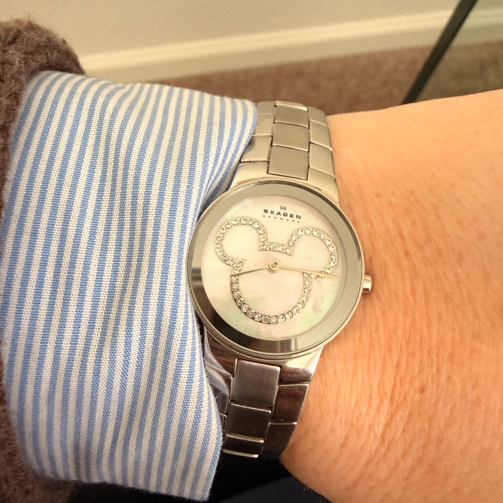 Skagen Silver Watch with Crystal Accents